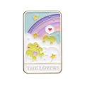 Tarot The Lovers enamel pin featuring cute green frogs and rainbow under stars - The Lovers (xz8448)