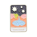Tarot 'The Star' enamel pin featuring a cute green frog and golden metal detailing - The Star (xz8451)