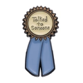 Broche émaillée en forme de médaille avec texte 'Talked to Someone' et ruban bleu - Beige Bleu Talked to Someone (XZ8875)