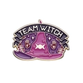 Καρφίτσα Team Witch από σμάλτο με καπέλο μάγισσας και μυστικά σύμβολα σε μωβ και χρυσό - Καπέλο Μάγου (XZ8659)
