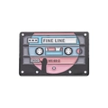 Pink and blue retro cassette enamel pin featuring Fine Line text and vintage music details - Retro Cassette FineLine (XZ8802)