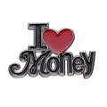 Pin's émaillé I Heart Money en finition argent pour sacs à dos et décoration d'habits - Style I Love Money (XZ8814)