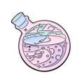 Pastell-Emaille-Pin mit traumhafter Wunschflasche, Sichelmond und funkelnden Sternen - Xz8840
