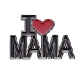 Broche émaillée minimaliste I Love Mama avec cœur rouge et bordure argentée - Style I Love MAMA (XZ8815)