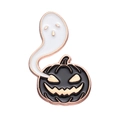 Spilla smaltata di Halloween con zucca nera e fantasma bianco in lega lucida - Stile Zucca Fantasma (xz8936)