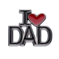 Spilla smaltata argento I Love Dad con cuore rosso per accessorio zaino festa del papà - Stile I Love DAD (XZ8816)