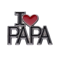Spilla in smalto metallico I Love PAPA con cuore rosso e bordo argento per zaini - Stile I Love PAPA (XZ8817)