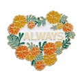 Broche en émail en forme de cœur avec fleurs et lettrage ALWAYS doré sur blanc - Style Cœur ALWAYS (XZ8551)