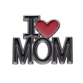 Broche en émail minimaliste I Love MOM avec lettres noires et cœur rouge - Style I Love MOM (XZ8818)