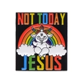 Épingle émaillée avec chèvre de dessin animé, arc-en-ciel et texte Not Today Jesus - Style Arc-en-ciel Baphomet Dessin Animé (XZ8716)