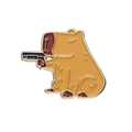 Spilla smaltata di capibara divertente con pistola in finitura marrone e dorata - Stile Capibara con Pistola (xz8630)
