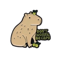 Spilla smaltata con simpatico capibara, arancia e slogan Don't Worry Be Capy - Stile Capibara con Testo Motivazionale (xz8631)