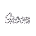 Polished silver Groom cursive metal brooch for wedding suits and groom accessories - Groom Silver Style (XZ8737)