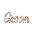 Elegant rose gold metal brooch with artistic Groom lettering and mirror finish - Groom Rose Gold Style (XZ8738)