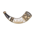 Emaillierte Brosche in Goldhorn-Form mit Berg-Silhouetten und Fantasy-Abenteuer-Motiv - Hornform (xz9330)