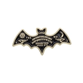 Gothic bat-shaped black enamel pin with golden Ouija board mystical design elements - Black Gold Bat Style (XZ9605)