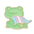 Niedliche grüne Frosch-Emaille-Anstecknadel mit bunter Decke und goldenen Metallkanten - Frosch Transgender Pride Flagge Cape Stil (XZ9355)