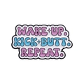 Emaille-Pin mit Wake Up Kick Butt Repeat Schriftzug für Rucksäcke und Jacken - Aufstehen Loslegen Wiederholen(xz9826)