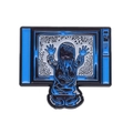 Vintage TV enamel pin with ghost girl silhouette on static screen classic movie brooch - Retro TV Movie Scene Style (XZ9526)