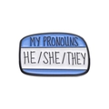 Spilla in smalto blu My Pronouns He She They con bordo argento e testo bianco - Stile Blu Scuro HE/SHE/THEY (XZ9345)