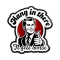 Vintage style metal enamel pin with sarcastic man giving thumbs up and funny slogan - Thumbs Up Suit Man Style (QHXZ5474)