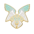 Biblical Seraphim angel wing enamel pin with mystical eye design in gold and white finish - Multi-Winged Eye Style (XZ9540)