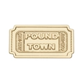 Creative gold Pound Town ticket brooch badge accessory with 3D embossed metal lettering - Ticket Shape (xz9513)