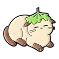 Dettaglio di una simpatica spilla smaltata gatto siamese con foglia verde in testa - Stile Gatto Cappello Foglia Verde (QHXZ5445)