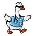 Cartoon white goose doctor enamel pin with blue surgical uniform and stethoscope - Doctor Goose Style (QHXZ5436)