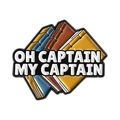Retro-Emaille-Anstecknadel mit Buchstapel und 'Oh Captain My Captain' Schriftzug - Bücherstapel-Stil (QHXZ5412)