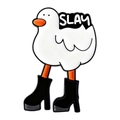 Spilla smaltata con papera divertente, stivali neri con tacchi e scritta Slay - Stile Oca Slay con Stivali (QHXZ5418)