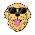 Dettaglio della spilla smaltata a forma di cane golden retriever con occhiali - Stile Golden Retriever (QHXZ5421)