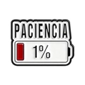 Spilla smaltata PACIENCIA 1% batteria scarica per vestiti e borse accessorio creativo - Stile Batteria Pazienza 1 Per Cento (QHXZ5530)