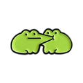 Broche en émail avec deux grenouilles vertes mignonnes dans une étreinte - Style Interactif de Baisers (QHXZ5515)