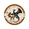 Broche de dragón vintage negro y dorado con esmalte redondo y patrón de nubes míticas - Patrón de Dragones Gemelos (QHXZ5544)