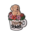 Enamel lapel pin featuring a cute golden retriever puppy in a white coffee cup - Golden Retriever Style (QHXZ5565)