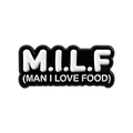 Αστεία κονκάρδα M.I.L.F Man I Love Food με ασπρόμαυρο τρισδιάστατο σχέδιο γραμμάτων - Αγαπώ το φαγητό Στυλ (QHXZ5494)