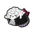 Broche de esmalte de gato blanco con pelo rizado blanco y elegante traje negro - Gato Estilo Corte con Pajarita (QHXZ5496)