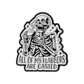Pin de esmalte con calavera gótica, taza de café y texto All Of My Flabbers Are Gasted - Esqueleto Café (QHXZ3788)