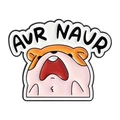 Funny pink hamster enamel pin with AUR NAUR text and cartoon expression - Screaming Hamster Style (QHXZ5500)