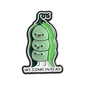 Funny green pea pod enamel pin with We Come In Peas pun text on white background - Three Peas In Pod Style (QHXZ5541)