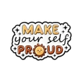 Emaille-Anstecknadel mit dem Text 'MAKE your self PROUD' und lächelnder Sonne - Make Yourself Proud Sun Style (QHXZ5557)