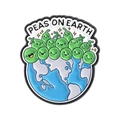 Peas on Earth enamel pin badge with cute green pea characters on a globe globe - Peas On Earth Globe Style (QHXZ5543)