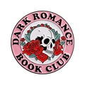 Pin esmaltado rosa Dark Romance Book Club con calavera blanca y rosas rojas - Estilo Redondo Calavera Rosa (QHXZ5620)