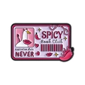 Pin de esmalte Spicy Book Club con pato diablo en metal púrpura y rojo rosa - Diseño de Tarjeta Spicy Book Club (QHXZ5631)