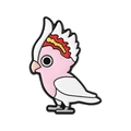 Pink and white cockatoo enamel brooch with black metal edges for bags and clothes - Pink White Red Yellow Cockatoo Style (QHXZ5606)