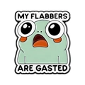 Badge épingle en émail grenouille verte avec texte My Flabbers Are Gasted sur blanc - Style de Grenouille Surprise (QHXZ5635)