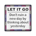 Square enamel pin with white background and Let It Go motivational slogan badge - Let It Go Square(QHXZ5628)
