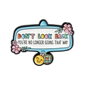 Rearview mirror enamel pin with pink flowers, disco ball, and inspirational quotes - Don't Look Back Mirror(UVXZ243)