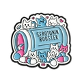 Broche émaillée chat Serotonin Booster avec flacon bleu et chatons mignons - Style Bouteille Médicament Chats (QHXZ5613)